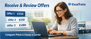 Particulier examinant des offres de transporteurs sur la plateforme ExusTrans