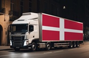 Camion de transport routier et drapeau du Danemark